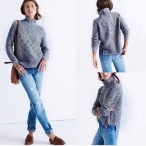 Madewell Raglan Mockneck Marled Sweater Size Small